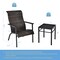 Costway 3 PCS Patio Rattan Bistro Set High Backrest Armrest SideTable Mix Gray\Mix Brown